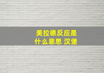 美拉德反应是什么意思 汉堡